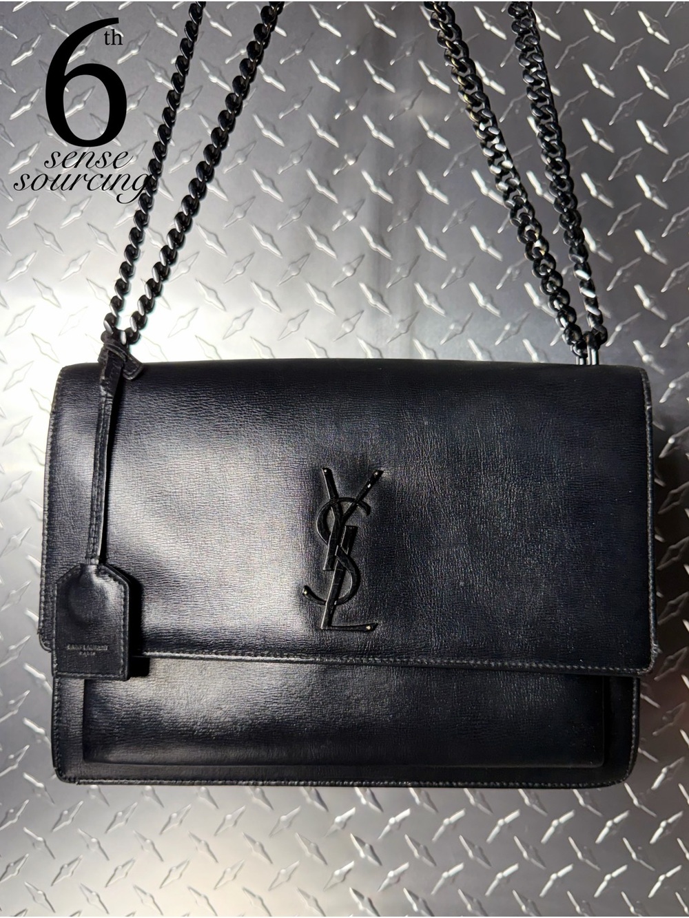 Saint Laurent YSL Medium Sunset Chain Bag in Black